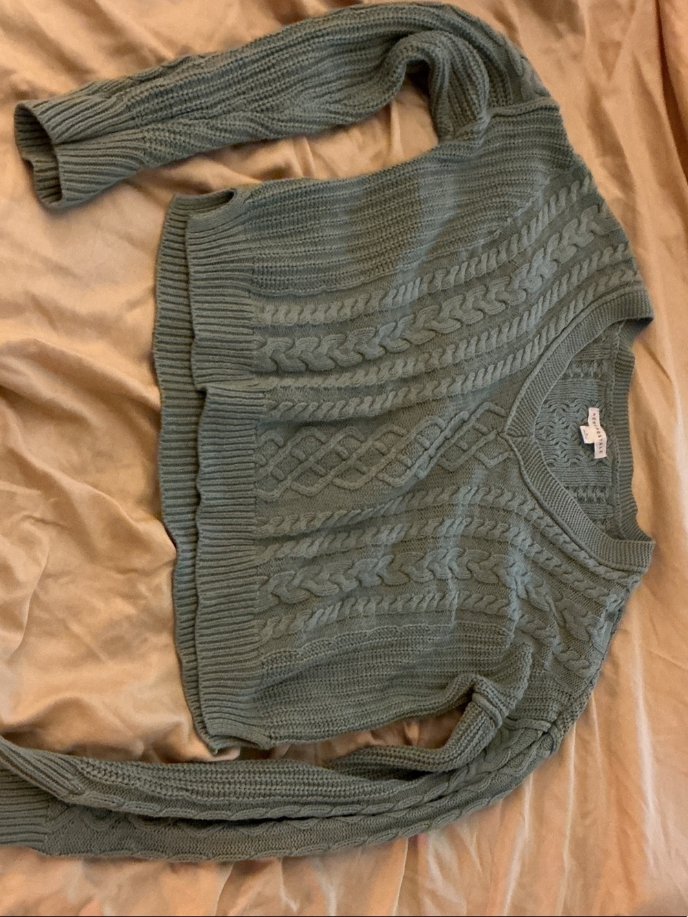 Aeropostale Sage Green Cable Knit Crewneck Sweater